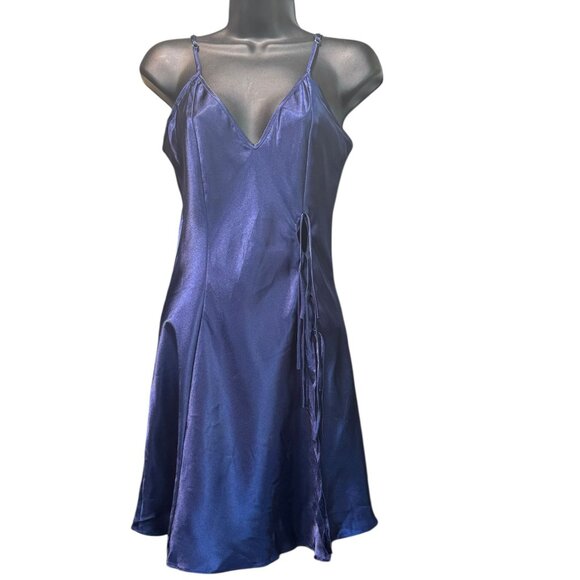 Fredericks Of Hollywood Navy Satin Nightgown Chemise Lingerie - Picture 7 of 8